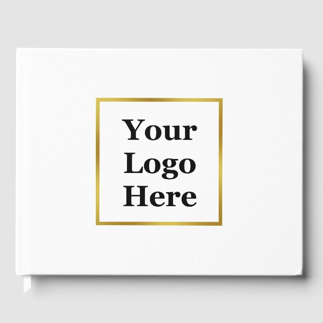 Business White and Gold Elegant Your Logo Here Guest Book (Front)