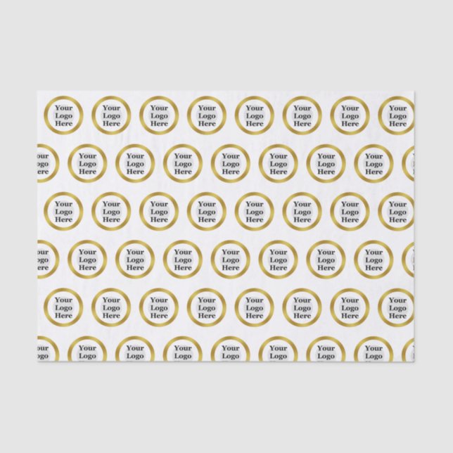 Business White and Gold Elegant Your Logo Here Tissue Paper (Front)