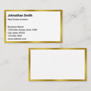 Business White and Gold Real Estate Investor Business Card