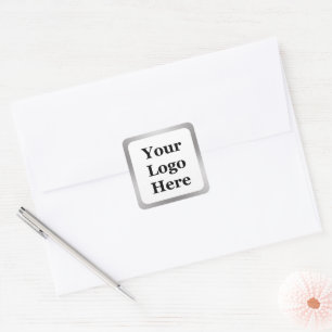 Business White and Silver Your Logo Here Template Square Sticker