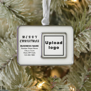 Business White Framed Rectangle Christmas Ornament