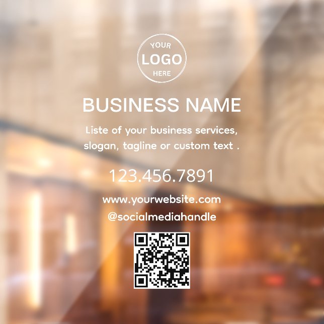 Business White Logo QR Code Window Cling (Sheet 2)