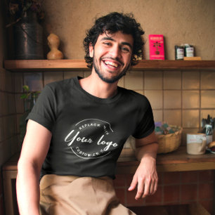 Business white logo with social handle Employee T-Shirt