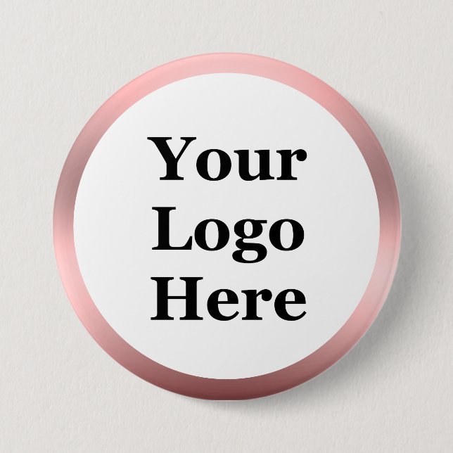 Business White Pink Brushed Metal Look Your Logo 7.5 Cm Round Badge (Front)