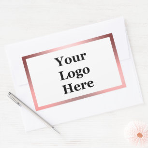 Business White Pink Brushed Metal Look Your Logo Rectangular Sticker