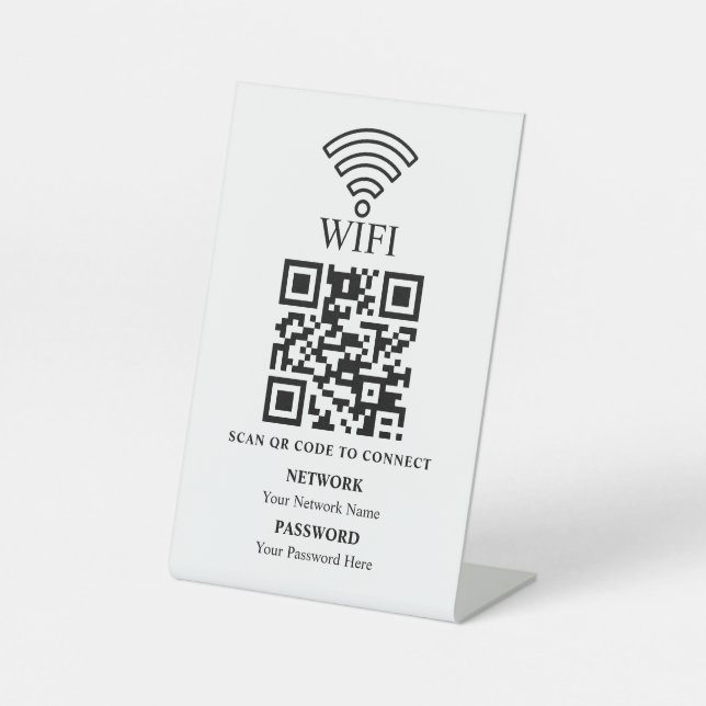 Business Wifi Network QR Code Personalised Pedestal Sign (Front)
