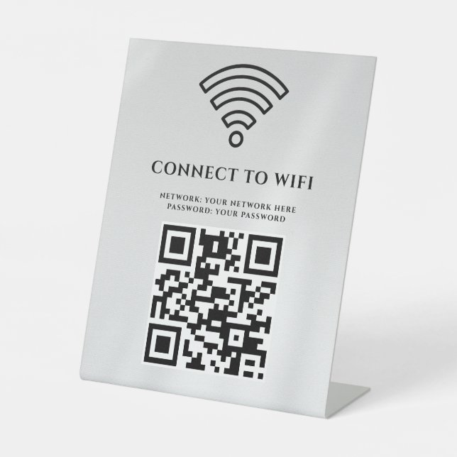 Business Wifi Network QR Code Personalised Pedestal Sign (Front)