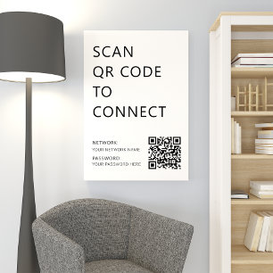 Business Wifi Network QR Code White  Poster