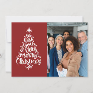 Business Wish You A Merry Christmas Red Team Photo Holiday Card