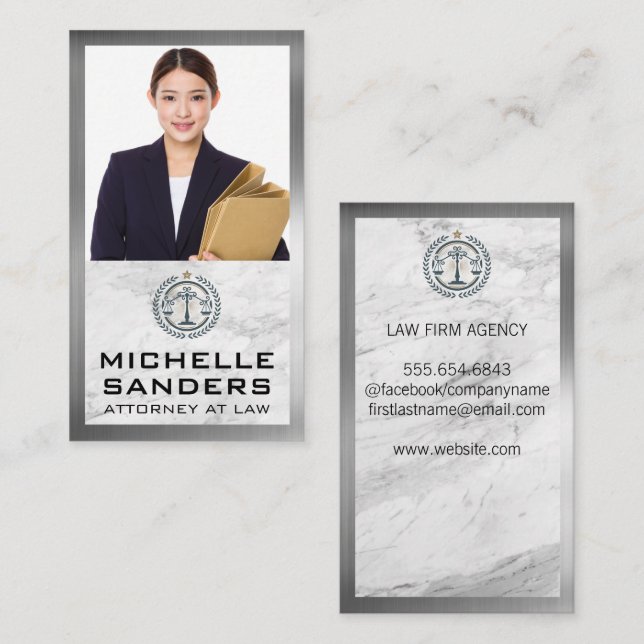 Business Woman | Law Logo Business Card (Front/Back)