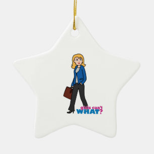 Business Woman - Light/Blonde Ceramic Tree Decoration