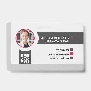 Business Woman Smiling   Corporate   QR Code ID Badge