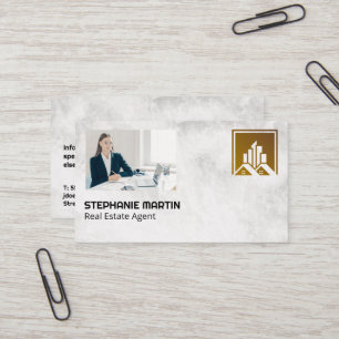 Business Woman Working   Real Estate Logo Business Card