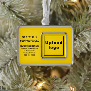 Business Yellow Framed Rectangle Silver Plated Framed Ornament