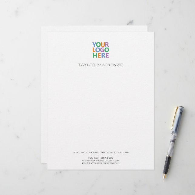 Business Your Logo Custom Personalized Letterhead (Front/Back In Situ)