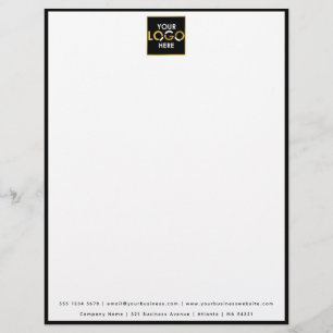 Business Your Logo Here Simple Modern Black Border Custom Letterhead