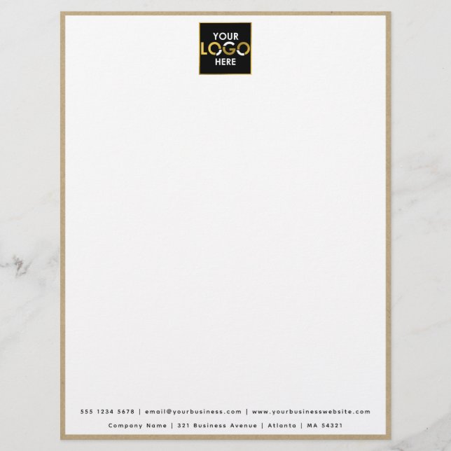 Business Your Logo Here Simple Modern Rustic Kraft Custom Letterhead (Front)