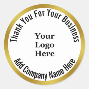 Business Your Logo Here Thank You Classic Round Sticker