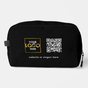 Business Your Logo QR Code Text Promotional Black Dopp Kit