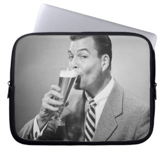 Businessman Drinking Beer Laptop Sleeve