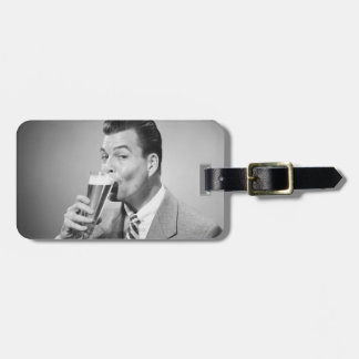 Businessman Drinking Beer Luggage Tag