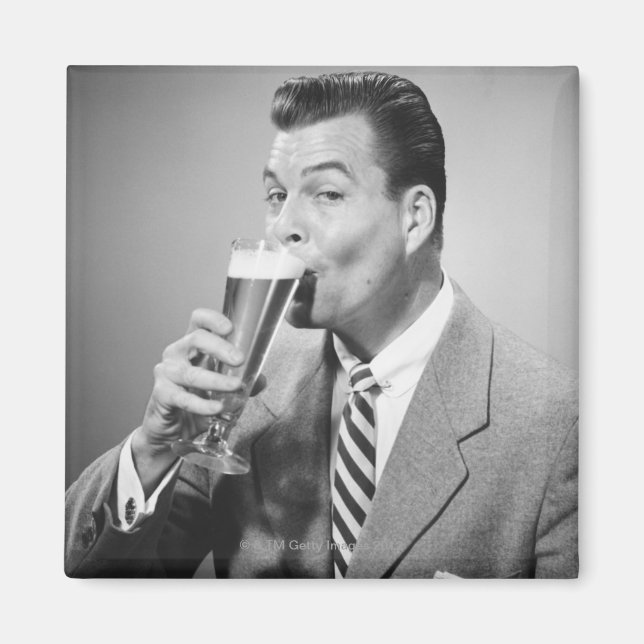 Businessman Drinking Beer Magnet (Front)