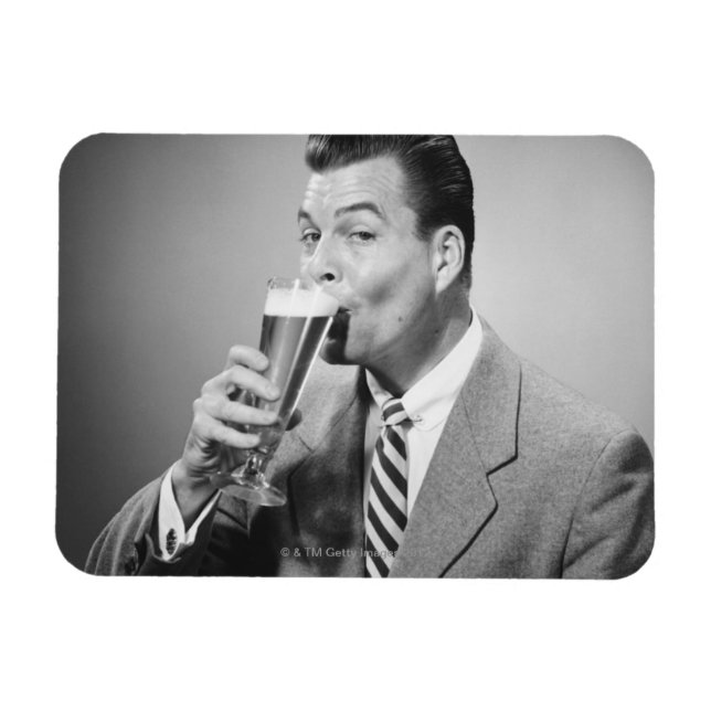 Businessman Drinking Beer Magnet (Horizontal)
