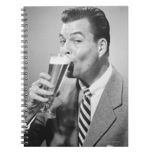 Businessman Drinking Beer Notebook