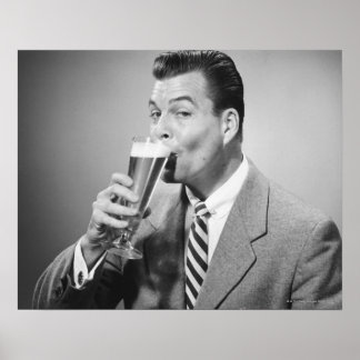 Businessman Drinking Beer Poster