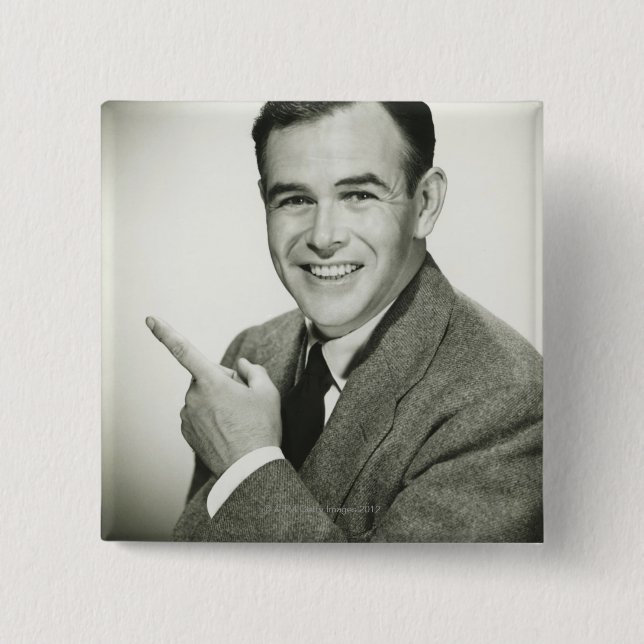 Businessman Pointing 15 Cm Square Badge (Front)