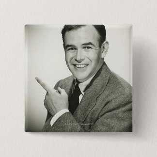 Businessman Pointing 15 Cm Square Badge