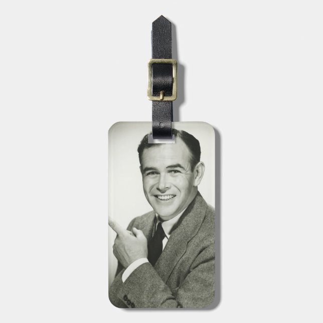 Businessman Pointing Luggage Tag (Front Vertical)