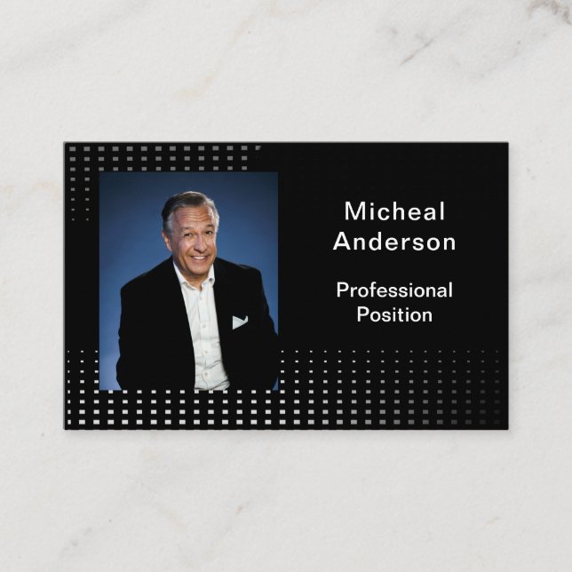 Businessman Professional Modern Photo Black  Business Card (Front)