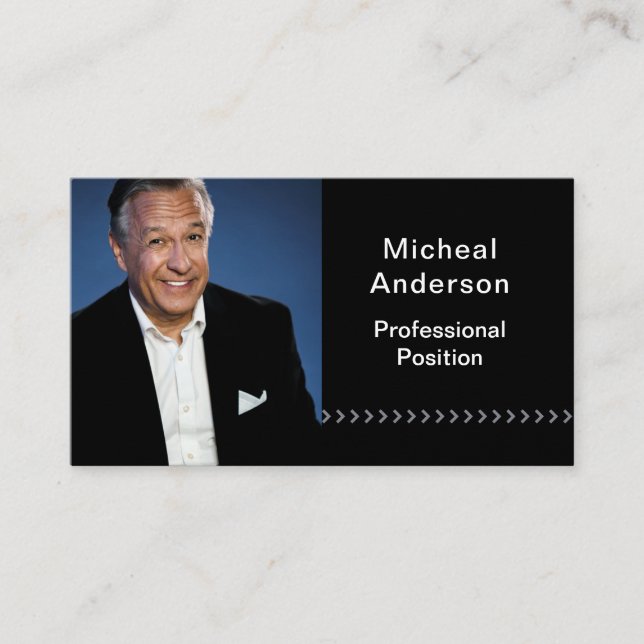 Businessman Professional Modern Photo Black  Business Card (Front)