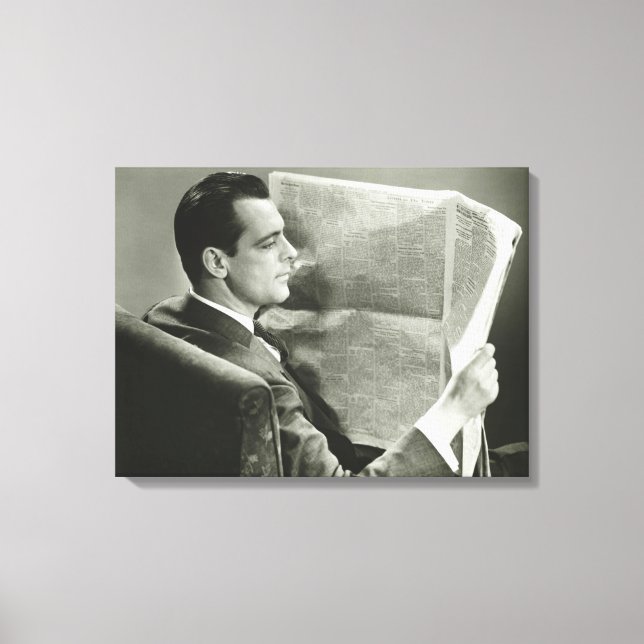 Businessman Reading the Newspaper Canvas Print (Front)