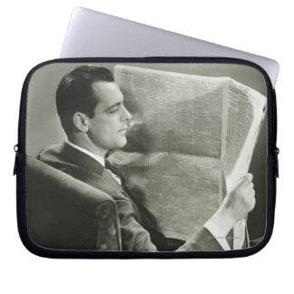 Businessman Reading the Newspaper Laptop Sleeve