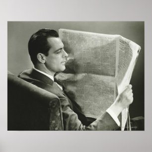 Businessman Reading the Newspaper Poster