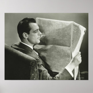 Businessman Reading the Newspaper Poster