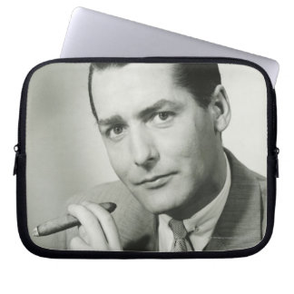 Businessman Smoking Cigar Laptop Sleeve
