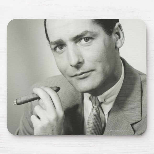 Businessman Smoking Cigar Mouse Mat (Front)