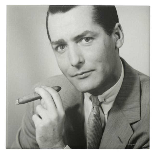 Businessman Smoking Cigar Tile (Front)