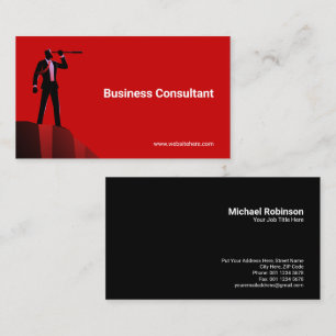Businessman Telescope Cliff   Concept   Red Business Card