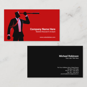 Businessman Telescope Vision   Concept   Red Business Card