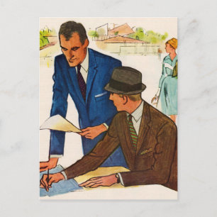 businessmen doing business postcard