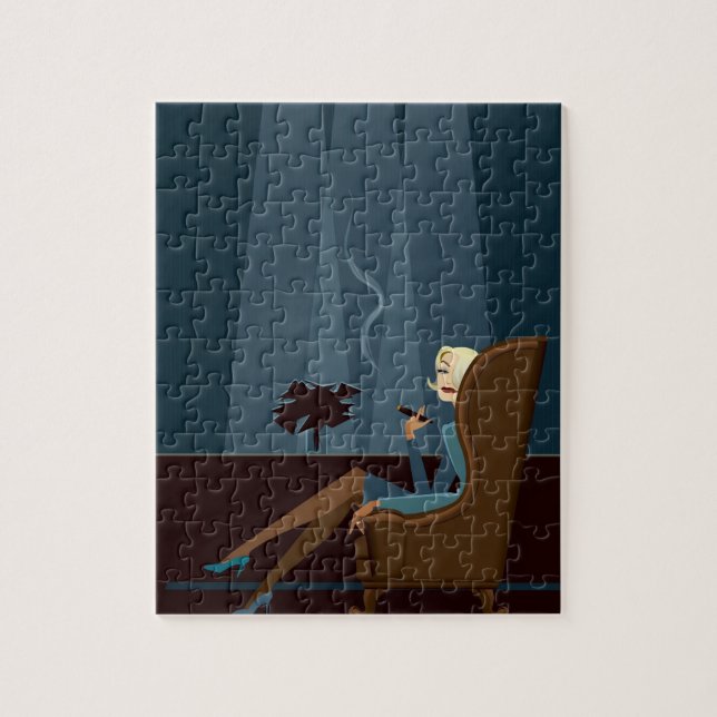 Businesswoman Smoking Cigar Jigsaw Puzzle (Vertical)