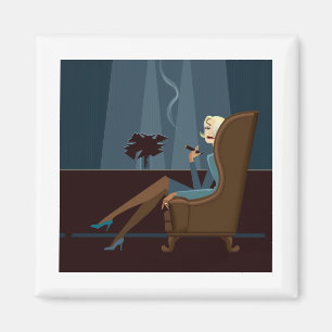Businesswoman Smoking Cigar Magnet