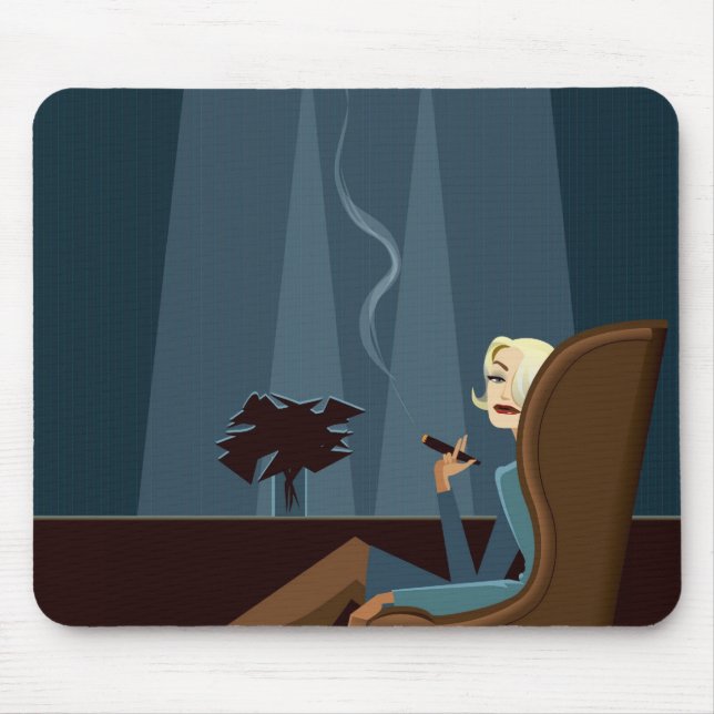 Businesswoman Smoking Cigar Mouse Mat (Front)