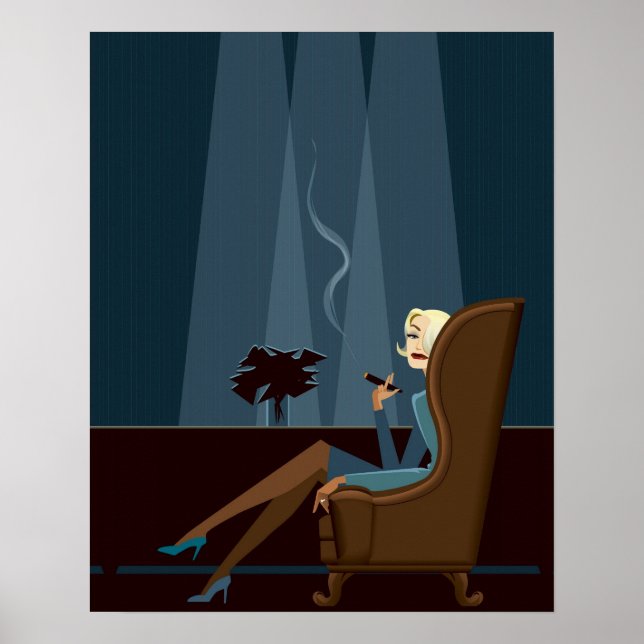 Businesswoman Smoking Cigar Poster (Front)