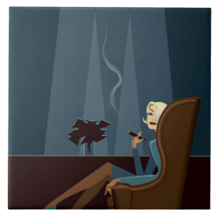 Businesswoman Smoking Cigar Tile