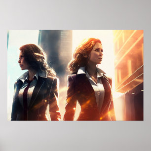 Businesswomen in a city of the future poster